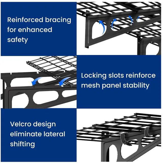 Alt view image 5 of 7 - 1-Pack 2x4ft Garage Shelving Wall-Mounted Storage Rack, Black Heavy-Duty Wall Shelving, Holds Up to 200 lbs, Garage Storage Shelving for Organization & Storage Bins, Classic Series