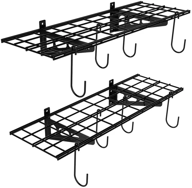 Main image of 2-Pack 1x3 ft Garage Wall Shelving, Include 8 Bike Hooks, Black Wall Shelf Garage Organization System w/Bike Hangers, Storage Rack, Floating Shelves, 300 lbs Weight Capacity, Classic Series