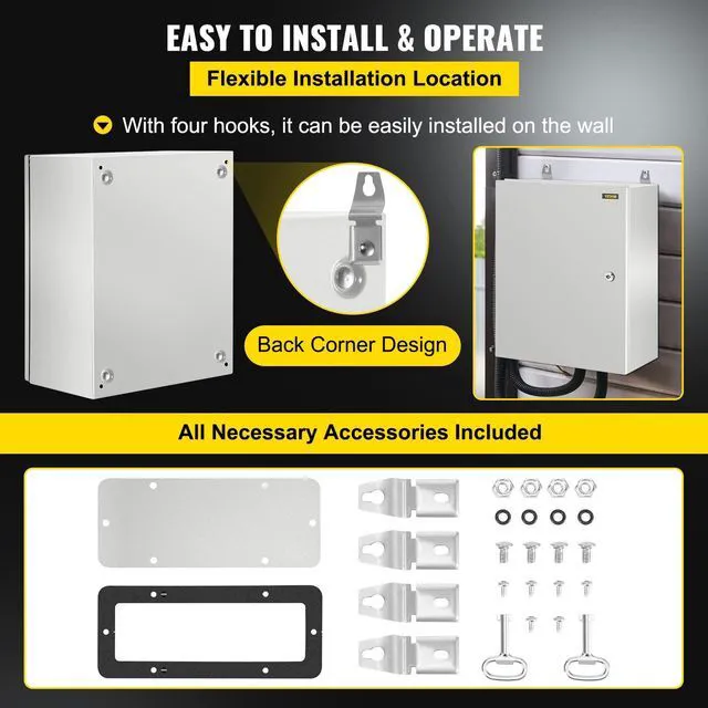 Alt view image 6 of 7 - NEMA Steel Enclosure, 20 x 16 x 10'' NEMA 4X Steel Electrical Box, IP66 Waterproof & Dustproof, Outdoor/Indoor Electrical Junction Box, with Mounting Plate