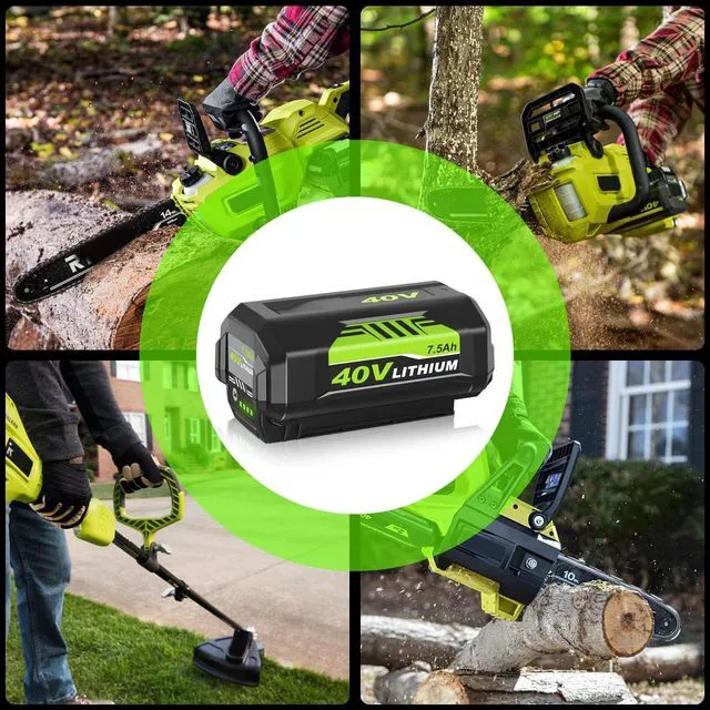 Alt view image 6 of 6 - 2Pack 7500mAh Replacement for Ryobi 40V Battery Lithium and OP401 Charger Compatible with Ryobi 40 Volt Battery OP4050 OP4040 OP40401 OP40201 OP40601 Cordless Power Tools
