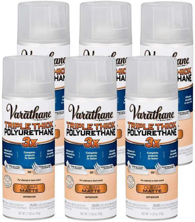Main image of Triple Thick Polyurethane Matte Wood Finish Spray One Coat Protection, Self-Leveling Formula, Scratch And Stain Resistance, Aerosol Application, 11.25 Oz