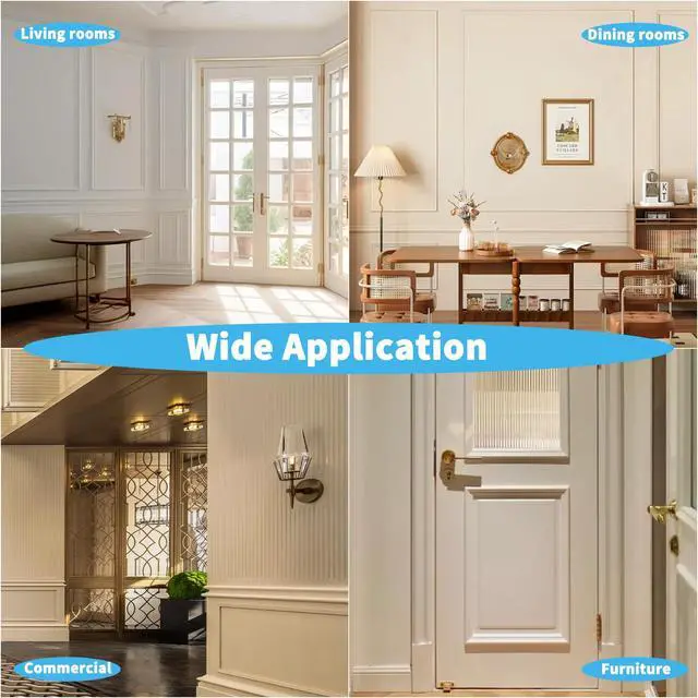 Alt view image 3 of 7 - Pre-Cut Wall Molding Set of 6 pcs, 3 Top 3 Bottom, Black Ready-to-Assemble Wainscoting Panel, High-Impact, Precision Pre-Cut, DIY-Friendly, Ideal for Indoor Wall Decor, Accent Walls