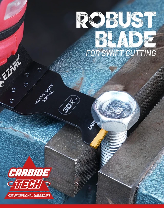 Alt view image 5 of 7 - Carbide Oscillating Saw Blades for Hardened Metal, 10-Pack Multitool Blades for Tough Cutting, Up to 30x Life, for Bolts, Screws, Nails