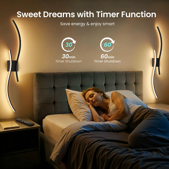Alt view image 5 of 7 - 10000mAh Battery Operated Wall Sconces Set of 2, Black, 39.4 Inch 3CCT, Renter Friendly, Rechargeable Wall Lights, Remote, Dimmable, LED Cordless Lights for Living Room, Bedroom, Home Decor