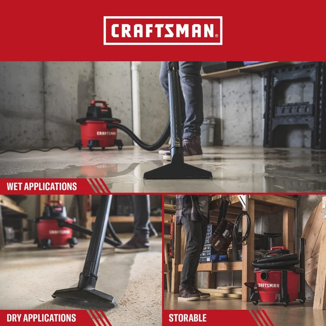 Alt view image 4 of 7 - CMXEVBE17584 6 Gallon 3.5 Peak HP Wet Dry Shop Vacuum General Purpose Wet and Dry Vac with Filter, Dust Bag, Hose and Attachments for Home, Garage and Automotive Cleaning