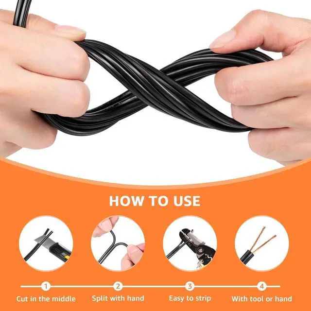 Alt view image 6 of 7 - 14/2 Low Voltage Landscape Wire 14 Gauge Pure Copper Wire, 100 FT Pure Copper, Direct Burial, ETL Listed, Weatherproof, High Conductivity, 14 Gauge 2 Conductor for Outdoor Landscape Lighting