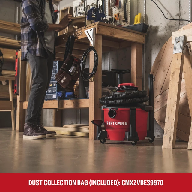 Alt view image 5 of 7 - CMXEVBE17584 6 Gallon 3.5 Peak HP Wet Dry Shop Vacuum General Purpose Wet and Dry Vac with Filter, Dust Bag, Hose and Attachments for Home, Garage and Automotive Cleaning