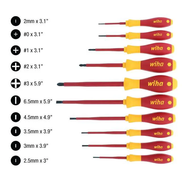Alt view image 4 of 6 - 32093 10 Piece Insulated SoftFinish Screwdriver Set 1000V VDE certified, SoftFinish cushion grip, precision machined tips, tested to 10,000 volts, Germany - Phillips Head Screwdrivers