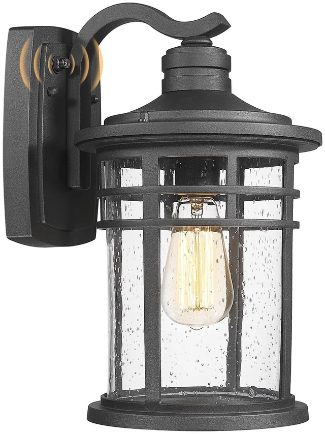 Main image of Dusk to Dawn Outdoor Porch Wall Light,Outside Wall Mounted Light Seeded Glass Exterior Waterproof Lantern 14.57inch Large Modern Wall Sconce Lighting for House Front Door Garage