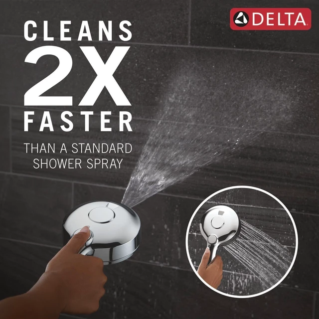 Alt view image 2 of 7 - 5-Setting HydroRain 2-in-1 Dual Shower Head with ProClean Spray, Chrome High Pressure Shower Head with Handheld Spray, 1.75 GPM Flow Rate, Chrome 75419