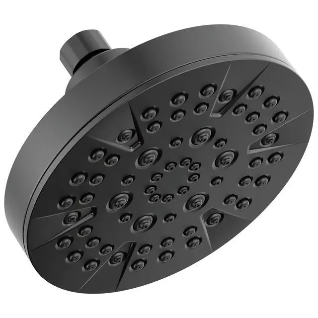 Main image of 6-Setting Matte Black Shower Head with High Pressure Spray, 6 Inch Round Shower Head, Showerheads, 1.75 GPM Flow Rate, Matte Black 52535-BL