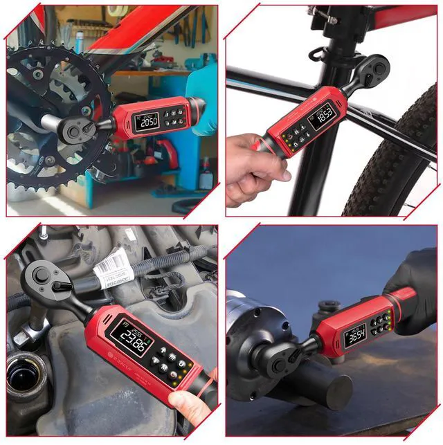 Alt view image 6 of 7 - 3/8" Digital Torque Wrench (0.66-44.29Ft.Lb/0.9-60N.m) ±1% Accuracy with Vibration/Buzzer/LED Alerts, 9 Presets & 5 Units, for Moto Engine/Brake, Car Spark Plug & Oil Drain Repair