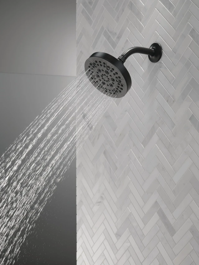 Alt view image 2 of 7 - 6-Setting Matte Black Shower Head with High Pressure Spray, 6 Inch Round Shower Head, Showerheads, 1.75 GPM Flow Rate, Matte Black 52535-BL