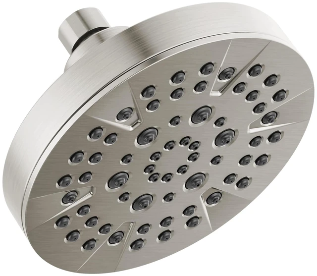 Main image of 6-Setting Brushed Nickel Shower Head with High Pressure Spray, 6 Inch Round Shower Head, Showerheads, 1.75 GPM Flow Rate, Stainless 52535-SS