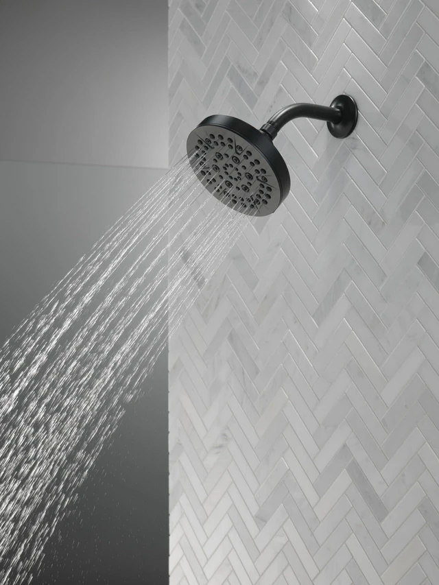 Alt view image 7 of 7 - 6-Setting Matte Black Shower Head with High Pressure Spray, 6 Inch Round Shower Head, Showerheads, 1.75 GPM Flow Rate, Matte Black 52535-BL