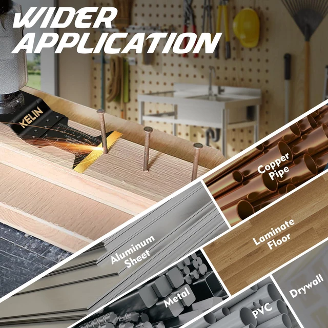 Alt view image 5 of 6 - 64pcs Titanium Oscillating Tool Blades, Universal Multitool Blades Oscillating Saw Blade for Hard Wood, Metal,Nails, Laminate Flooring, Multi Tool Blades Kits for Dewalt Bosch Milwaukee Ryobi