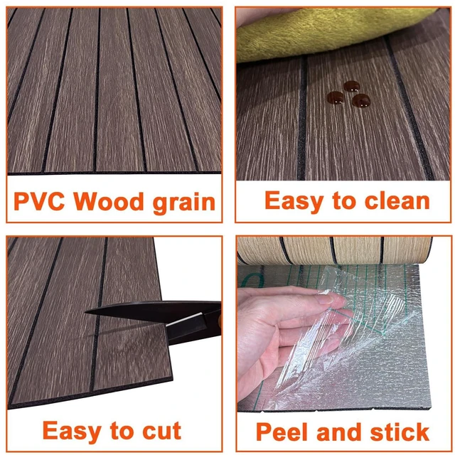 Alt view image 6 of 7 - Peel and Stick PVC Slat Wall Panel 236"x15.75" Self-Adhesive Thick Faux Smoked Wood Grain Wallpaper Panel 3D Soundproof Wall Panels for Walls & Ceilings