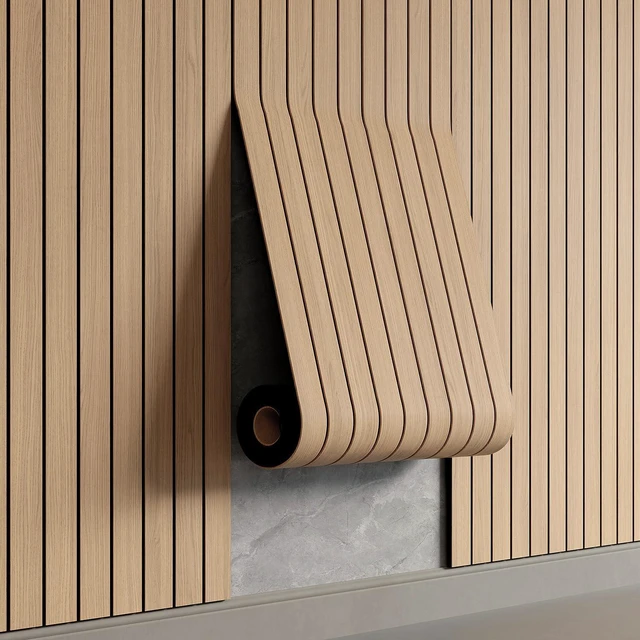 Main image of Peel and Stick PVC Slat Wall Panel 236"x15.75" Self-Adhesive Thick Faux Oak Wood Grain Wallpaper Panel 3D Soundproof Wall Panels for Walls & Ceilings