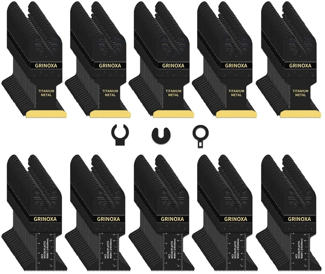 Main image of 200PCS Multitool Blades, Titanium Oscillating Saw Blades for Wood Plastic Metal Oscillating Tool Blades Quick Release Universal Multi Tool Blades Kit Compatible with Dewalt Ryobi Milwaukee Rockwell