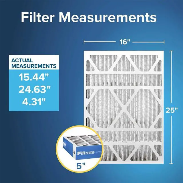 Alt view image 2 of 7 - 16x25x5 (SlimFit) AC Furnace Air Filter, MERV 13, MPR 1900, Premium Allergen, Bacteria & Virus, Electrostatic Air Cleaning Filter, 2-Pack (Actual Size 15.63x24.74x4.31 in)
