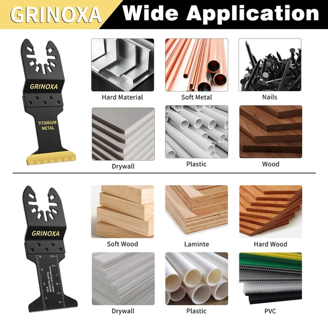 Alt view image 4 of 7 - 200PCS Multitool Blades, Titanium Oscillating Saw Blades for Wood Plastic Metal Oscillating Tool Blades Quick Release Universal Multi Tool Blades Kit Compatible with Dewalt Ryobi Milwaukee Rockwell