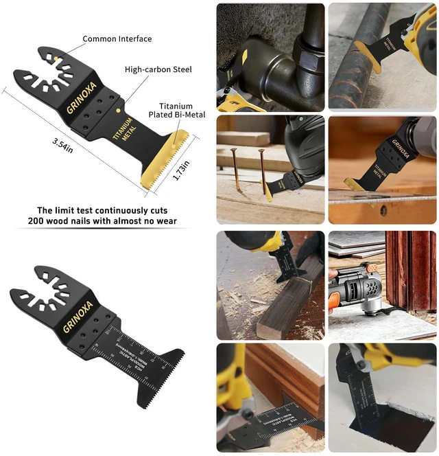 Alt view image 5 of 7 - 200PCS Multitool Blades, Titanium Oscillating Saw Blades for Wood Plastic Metal Oscillating Tool Blades Quick Release Universal Multi Tool Blades Kit Compatible with Dewalt Ryobi Milwaukee Rockwell