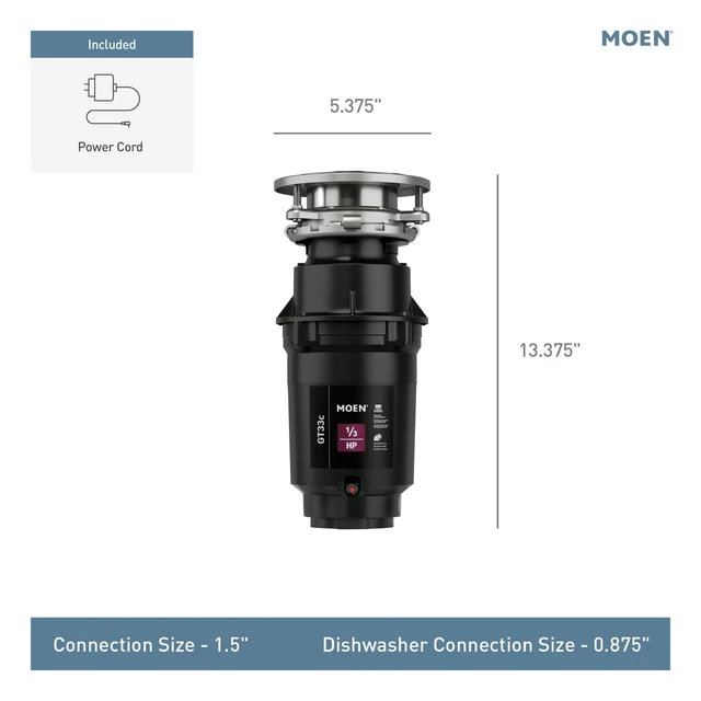 Alt view image 7 of 7 - GT33C Lite Series 1/3 Horsepower Continous Feed Garbage Disposal featuring Fast Track Technology, Power Cord Included