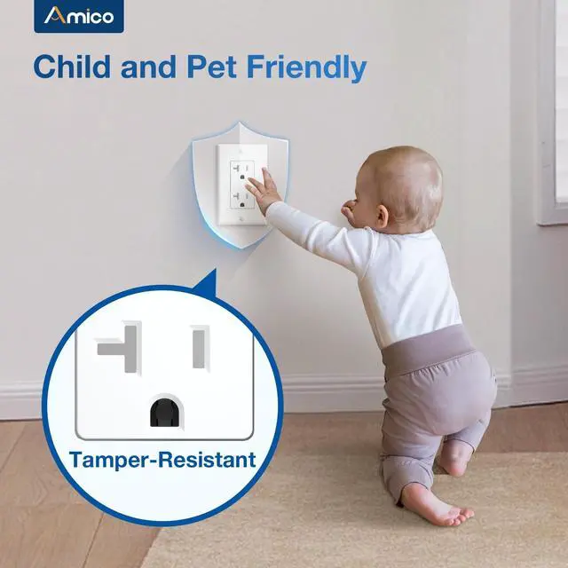 Alt view image 3 of 7 - 50 Pack 20 Amp Tamper Resistant Wall Outlets UL Listed Decorator Electrical Receptacles with Wall Plates, 125V/1875W Electrical Outlets for Home, Office & Commercial Use, White