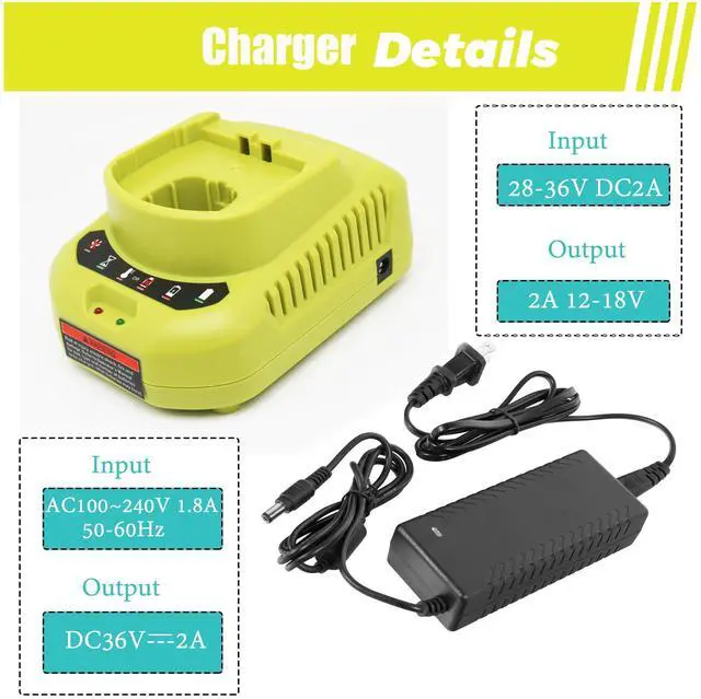 Alt view image 4 of 7 - 2Pack P103 3.0Ah Replacement for Ryobi 18V Battery and Charger Combo Compatible with Ryobi 18V ONE+ Cordless Tools