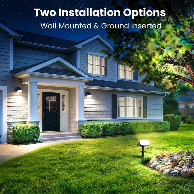 Alt view image 3 of 7 - Solar Spot Lights Outdoor Waterproof, Solar Spotlights, 8 Pack 2 Lighting Modes, 120° Adjustable Solar Lights for Yard Garden Lawn Landscape Pathway, Cool White