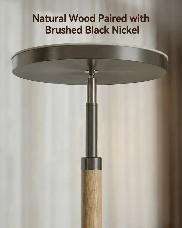 Alt view image 2 of 7 - Wood LED Torchiere Floor Lamp with Remote, 3000LM Dimmable 69" Tall Uplight, 2700K-6500K Color Temperature, 1-Hour Timer, Eye-Caring Lighting, For Living Room, Bedroom & Office