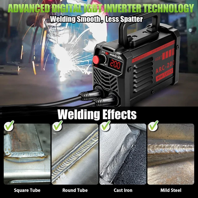 Alt view image 4 of 7 - 200Amp 20PCS Rods Stick Welder, Super MINI Portable Welding Machine IGBT Inverter Welder Machine 110V with Hot Start/Arc Force/Anti-Stick, ARC Welder for 1/16"-1/8" Rod, Beginner & Home DIY