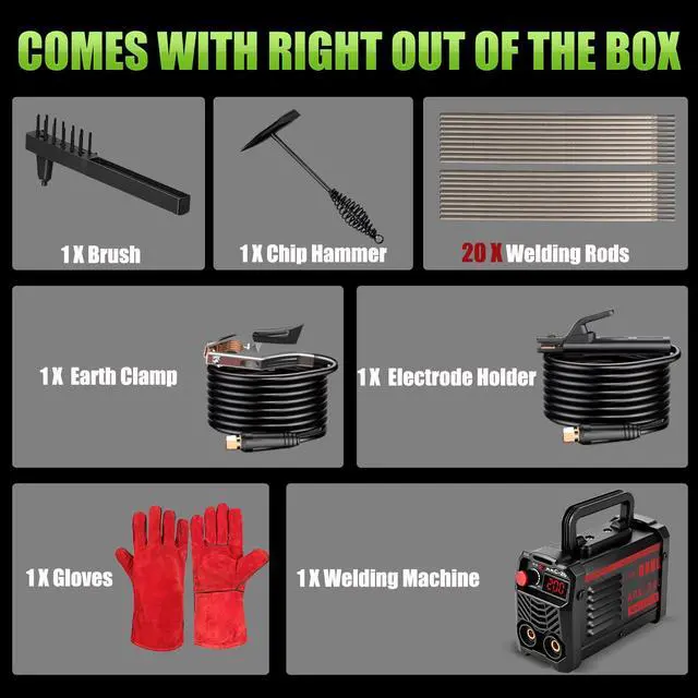 Alt view image 7 of 7 - 200Amp 20PCS Rods Stick Welder, Super MINI Portable Welding Machine IGBT Inverter Welder Machine 110V with Hot Start/Arc Force/Anti-Stick, ARC Welder for 1/16"-1/8" Rod, Beginner & Home DIY