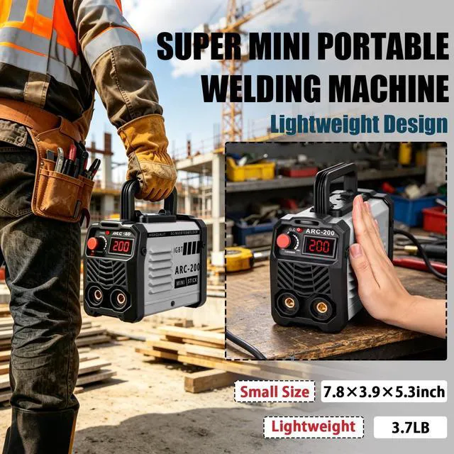 Alt view image 3 of 7 - 200Amp 20PCS Rods Stick Welder, Super MINI Portable Welding Machine IGBT Inverter Welder Machine 110V with Hot Start/Arc Force/Anti-Stick, ARC Welder for 1/16"-1/8" Rod, Beginner & Home DIY