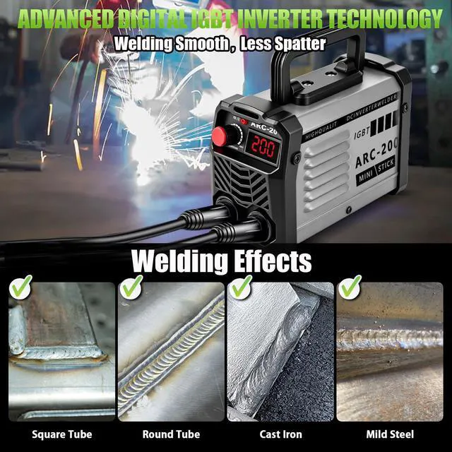 Alt view image 4 of 7 - 200Amp 20PCS Rods Stick Welder, Super MINI Portable Welding Machine IGBT Inverter Welder Machine 110V with Hot Start/Arc Force/Anti-Stick, ARC Welder for 1/16"-1/8" Rod, Beginner & Home DIY