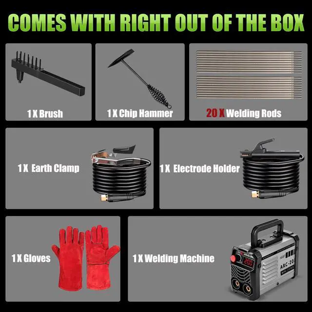 Alt view image 7 of 7 - 200Amp 20PCS Rods Stick Welder, Super MINI Portable Welding Machine IGBT Inverter Welder Machine 110V with Hot Start/Arc Force/Anti-Stick, ARC Welder for 1/16"-1/8" Rod, Beginner & Home DIY