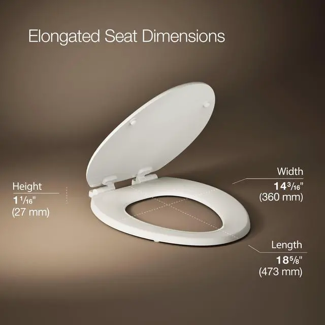 Alt view image 3 of 7 - Stonewood Quiet-Close, Elongated Toilet Seat Soft Close, Durable Wood, Easy Installation, Universal Fit, Home Essentials, Biscuit Finish, K-20466-96