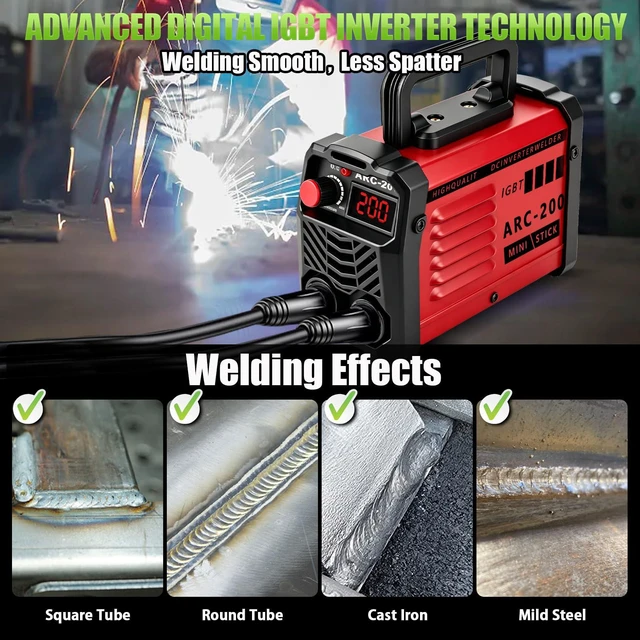 Alt view image 4 of 7 - 200Amp 20PCS Rods Stick Welder, Super MINI Portable Welding Machine IGBT Inverter Welder Machine 110V with Hot Start/Arc Force/Anti-Stick, ARC Welder for 1/16"-1/8" Rod, Beginner & Home DIY