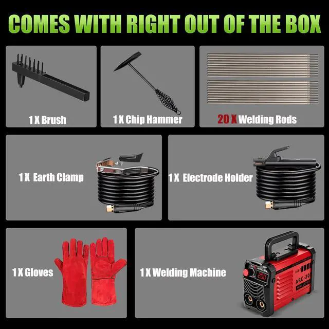 Alt view image 7 of 7 - 200Amp 20PCS Rods Stick Welder, Super MINI Portable Welding Machine IGBT Inverter Welder Machine 110V with Hot Start/Arc Force/Anti-Stick, ARC Welder for 1/16"-1/8" Rod, Beginner & Home DIY