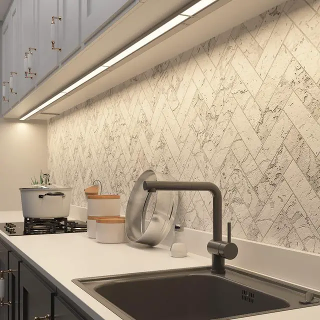 Alt view image 4 of 7 - Halo 40-Inch Hardwired LED Under Cabinet Light, 3-CCT, White Power cord sold separately for plug-in installation. 2700K/4000K/5000K, dimmable. Model: UC0140WH27