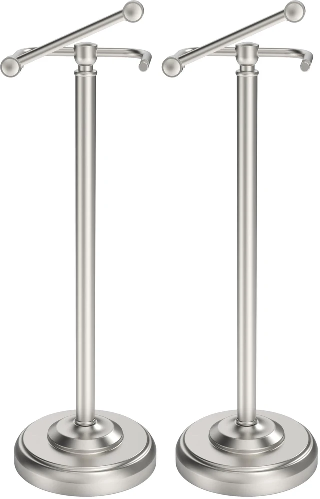 Main image of Toilet Paper Holder Stand, Brushed Nickel Toilet Paper Holder Free Standing, Post Pivoting Design & Stable Weighted Base SUS304 Stainless Steel for Bathroom(Mega Roll) (Pack of 2)