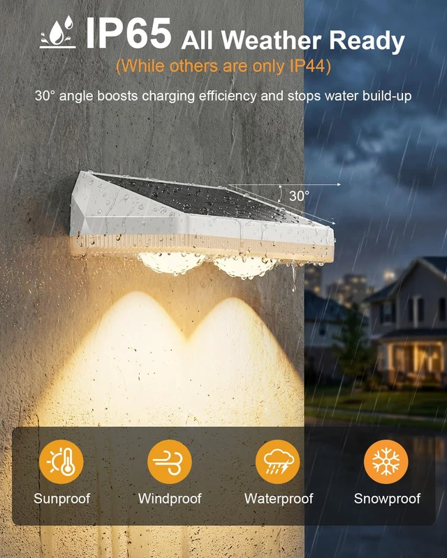 Alt view image 6 of 7 - Solar Fence Lights Outdoor,3000/4500/6000K 13 Mode, 12 Pack Fence Lights Solar Powered with Ultra-Bright Lens IP65 Waterproof,Solar Wall Light for Backyard/Step/Patio/Deck/Stair/Railings(White)