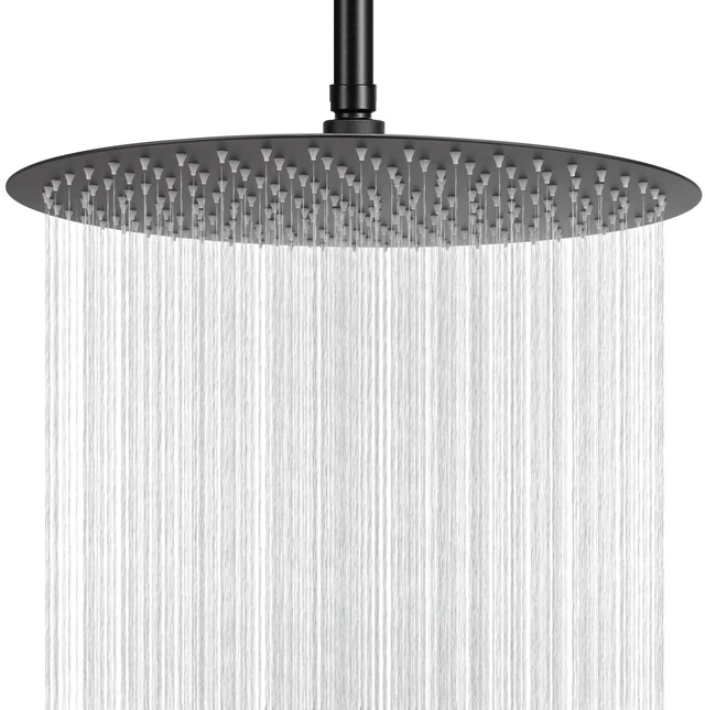 Main image of Rain Shower Head, Ultra-Thin Design-Pressure Boosting, Awesome Some Experience, High Flow Stainless Steel Rainfall Head (16 Inch, Matte Black)
