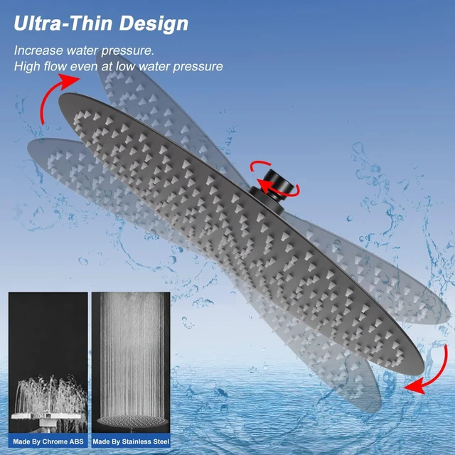 Alt view image 2 of 7 - Rain Shower Head, Ultra-Thin Design-Pressure Boosting, Awesome Some Experience, High Flow Stainless Steel Rainfall Head (16 Inch, Matte Black)