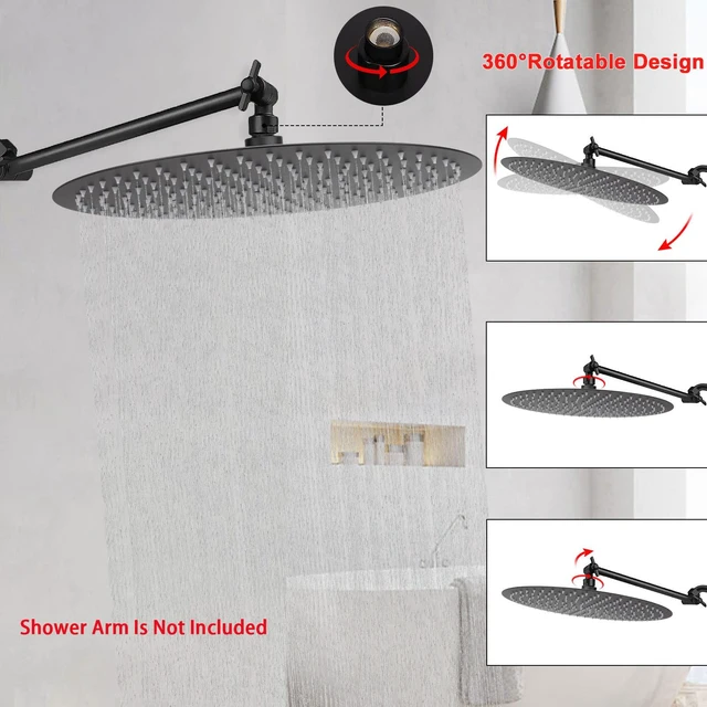 Alt view image 6 of 7 - Rain Shower Head, Ultra-Thin Design-Pressure Boosting, Awesome Some Experience, High Flow Stainless Steel Rainfall Head (16 Inch, Matte Black)