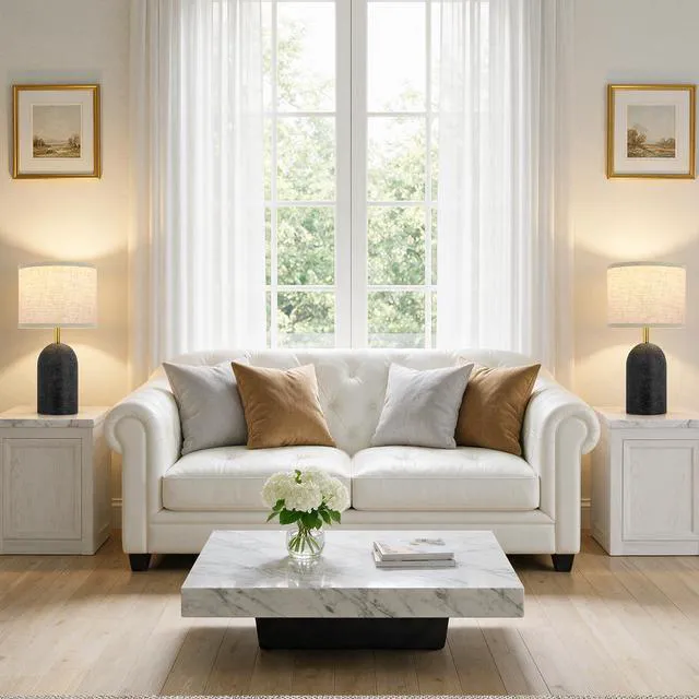 Alt view image 7 of 7 - Table Lamps Set of 2, Resin Bedside Lamps for Living Room Bedroom 18" Modern End Table Desk Lamp for Nightstand, Entryway, Home Office, Black Stone-Like Lamps with Linen Shade
