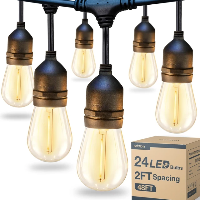 Main image of LED Outdoor String Lights 48FT with 25 Edison Vintage Bulbs ETL Commercial Grade Strand with Shatterproof Bulbs, Decorative Hanging Lights for Patio Backyard Garden Cafe Bistro Deck