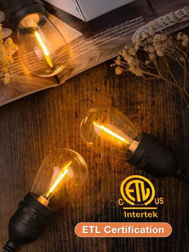 Alt view image 3 of 7 - LED Outdoor String Lights 48FT with 25 Edison Vintage Bulbs ETL Commercial Grade Strand with Shatterproof Bulbs, Decorative Hanging Lights for Patio Backyard Garden Cafe Bistro Deck