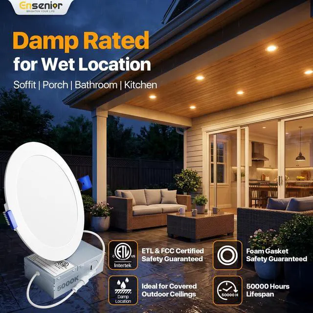 Alt view image 4 of 7 - 12 Pack 6 Inch LED Recessed Light, 5000K Dimmable Canless Wafer 5000K Daylight, 5%-100% Dimmable, 1200LM 12W 120V, IC & Damp Rated, ETL & FCC & UL Certified, 50000h Life Span