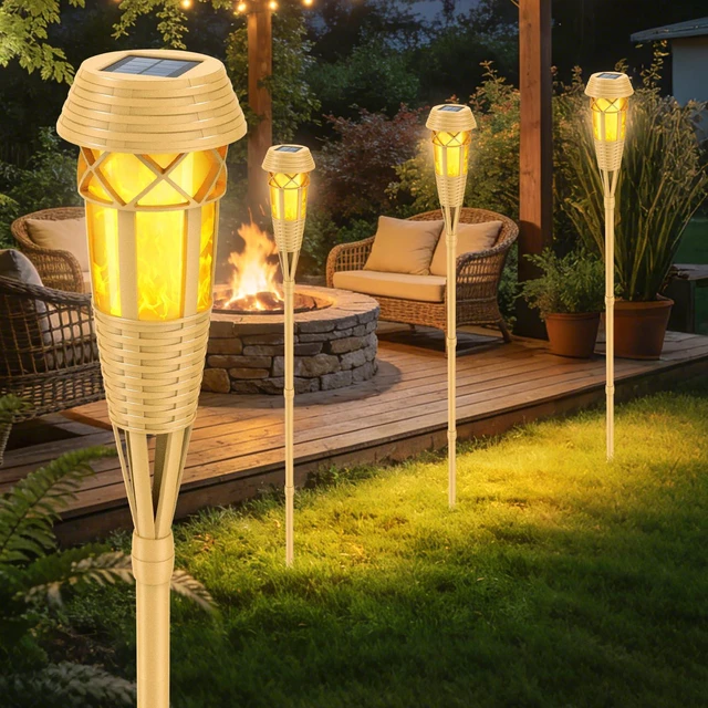 Main image of Solar Flickering Flame Torch Lights 4Pack - IP65 Waterproof Dusk to Dawn Auto On/Off, Outdoor Decorative Lights for Garden Yard